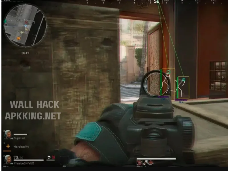 Delta Force Hack gameplay showing wall hack and ESP enabled with enemy locations highlighted