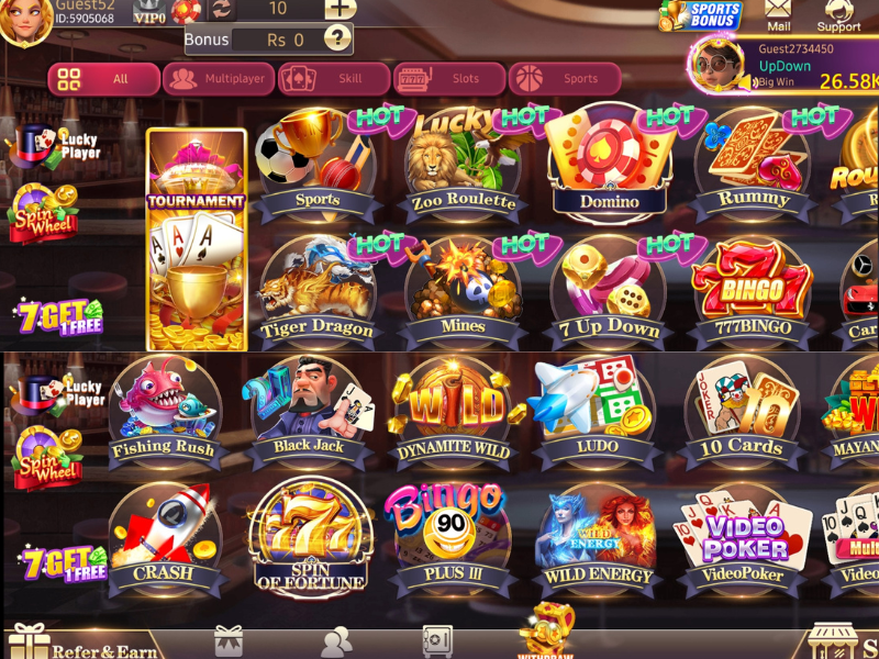 3 Patti Game World game lobby screen displaying multiple casino and card game options.