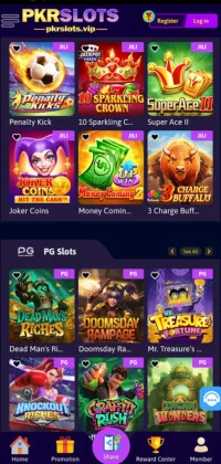 pkr slots game platform showing PG slots like Dead Man’s Riches, Doomsday Rampage, and Mr. Treasure’s