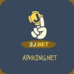 2J Bet Game logo featuring a hand holding a coin with APKKING.NET text.