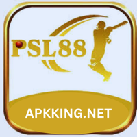 PSL88 game logo featuring a golden cricket player with APKING.NET branding