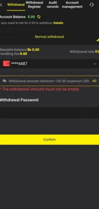 BBA777 Game deposit screen with Easypaisa and JazzCash payment withdrawal password option