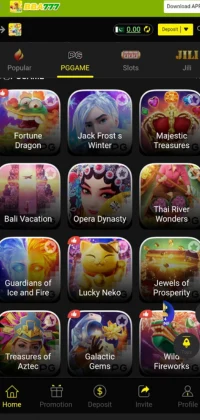 BBA777 Game online casino homepage showing popular slot games and promotional offers.
