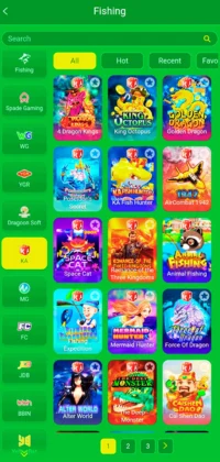 Alano Fishing Game homepage with fishing and slot games