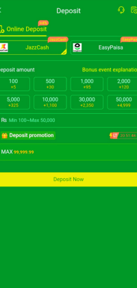 Alano Fishing Game deposit options using Jazz Cash and Easy Paisa