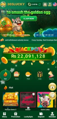 365 Lucky APK Download Free Latest Version (v1.0.0) For Android 2025 3 365 Lucky app home screen with golden egg feature, jackpot prize, and multiple gaming options.