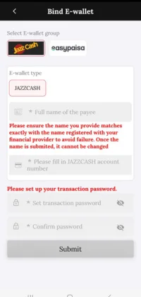 PK33 Game Wallet Page